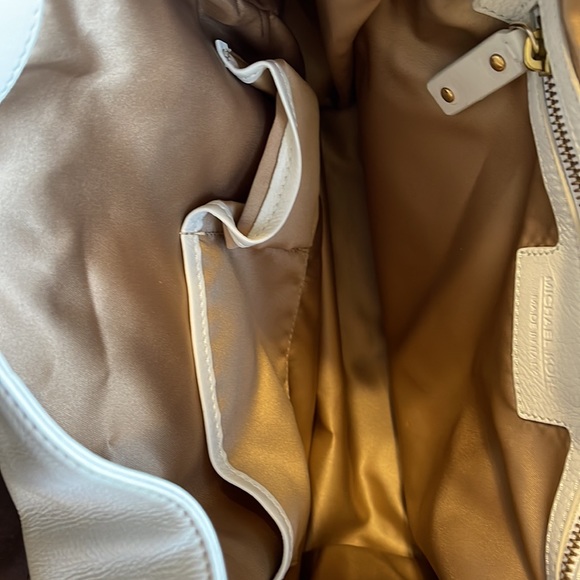 Michael Kors Skorpios White W/Brown Braided Handle Leather Shoulder Bag - Picture 4 of 9